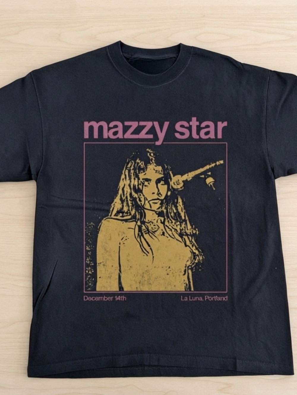 Black graphic of girl Mazzy Star cotton t- shirt